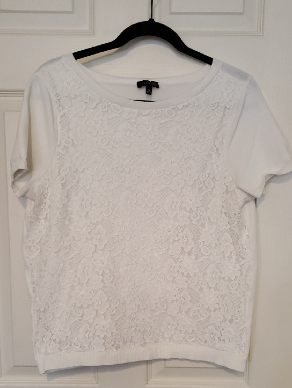 The Limited Women's White Lace Front Short Sleeve Top